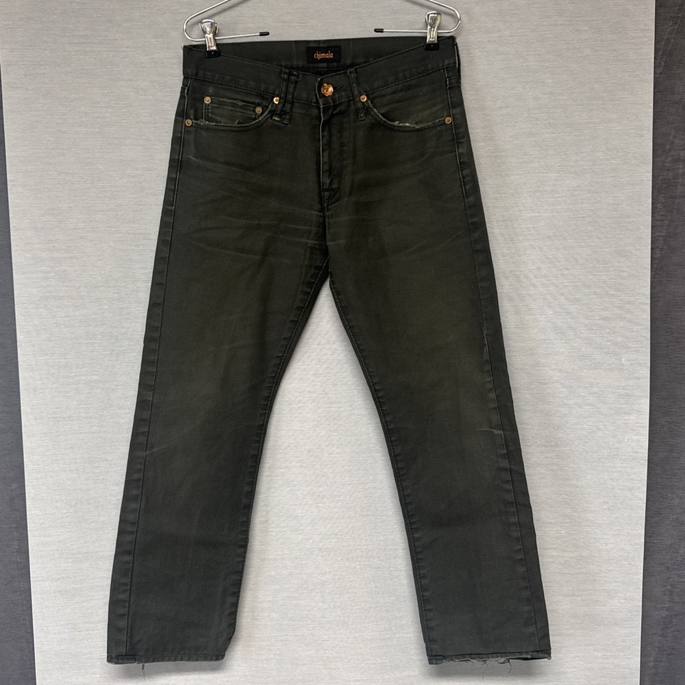 Chimala Jeans Pants 30x27 HEMMED Japanese Green Distressed